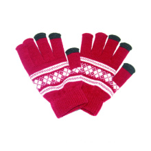 Fashion Printed Acrylic Knitted Touch Screen Winter Magic Gloves